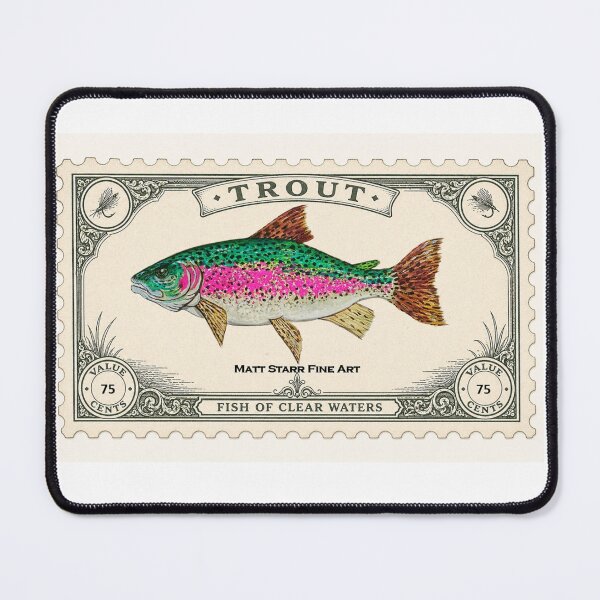 Item preview, Trout fishing stamp with rainbow trout  designed and sold by Matt Starr Fine Art .