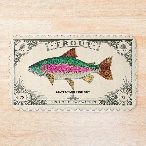 Item preview, Trout fishing stamp with rainbow trout  designed and sold by Matt Starr Fine Art .