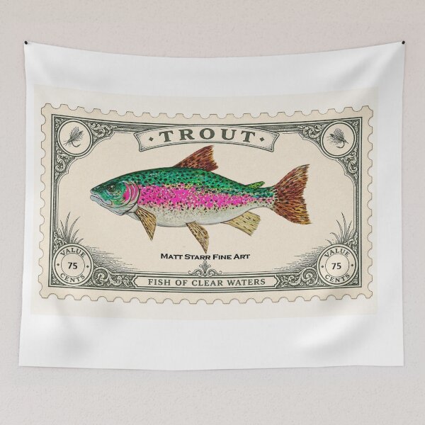 Item preview, Trout fishing stamp with rainbow trout  designed and sold by Matt Starr Fine Art .