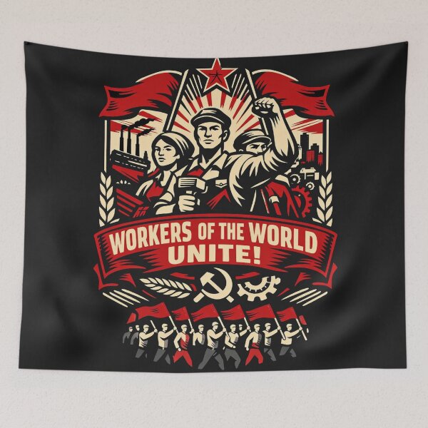 Item preview, Workers of the World Unite! Soviet Communist Propaganda Poster designed and sold by Owcomm.