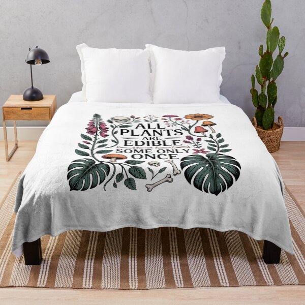 Item preview, All Plants Are Edible Some Only Once – Botanical Skull Flowers Dark Humor Design designed and sold by ZyziowskyArt.