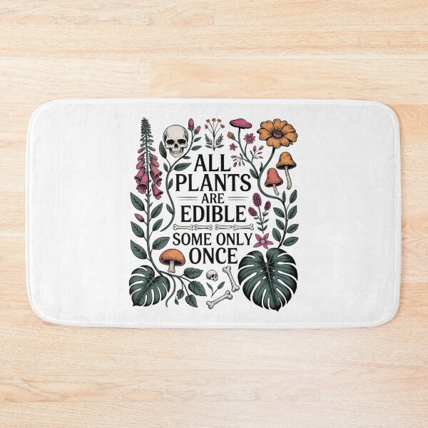Item preview, All Plants Are Edible Some Only Once – Botanical Skull Flowers Dark Humor Design designed and sold by ZyziowskyArt.