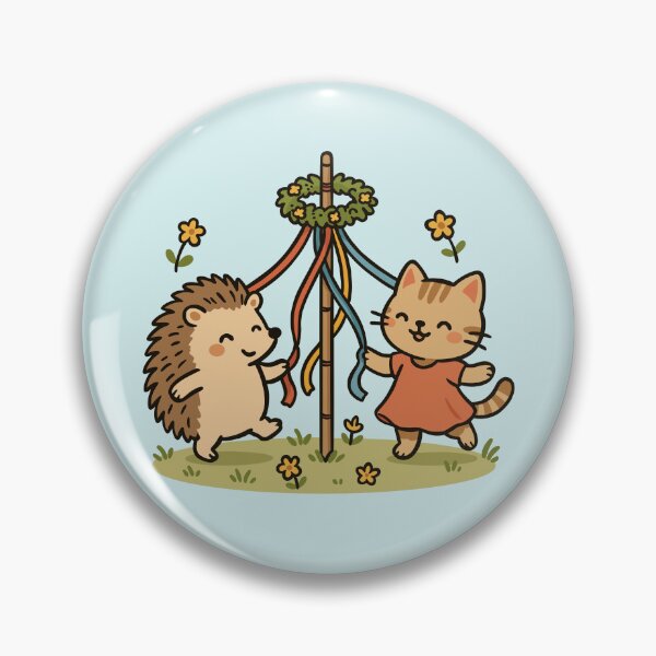 Item preview, Cat and Hedgehog Celebrating May Day designed and sold by Ghost on Toast.