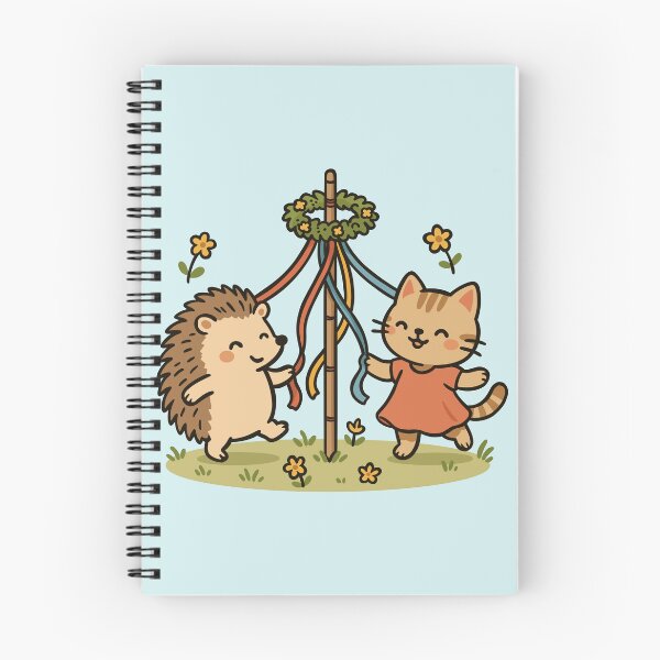 Item preview, Cat and Hedgehog Celebrating May Day designed and sold by Ghost on Toast.