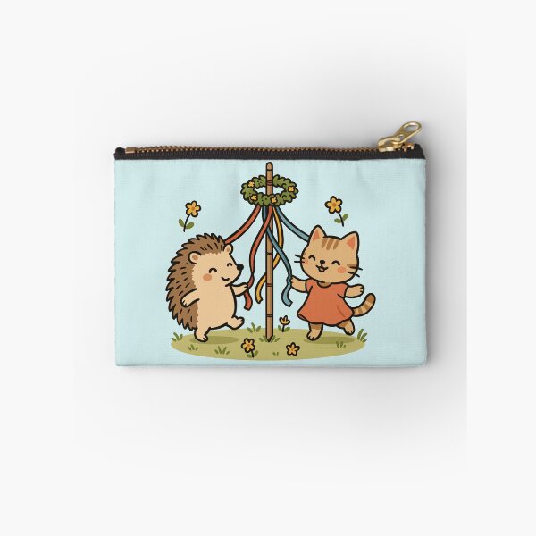 Item preview, Cat and Hedgehog Celebrating May Day designed and sold by Ghost on Toast.