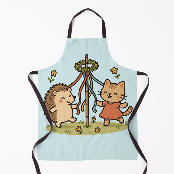Item preview, Cat and Hedgehog Celebrating May Day designed and sold by Ghost on Toast.