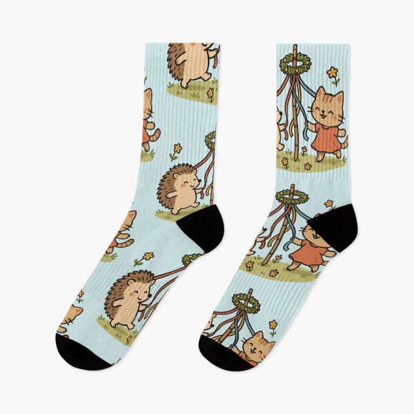 Item preview, Cat and Hedgehog Celebrating May Day designed and sold by Ghost on Toast.