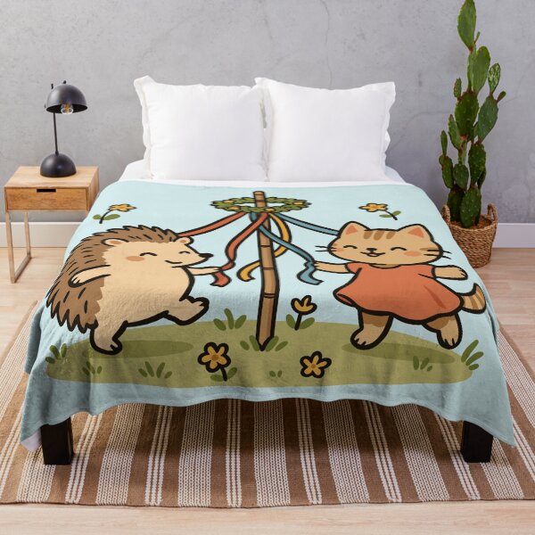 Item preview, Cat and Hedgehog Celebrating May Day designed and sold by Ghost on Toast.