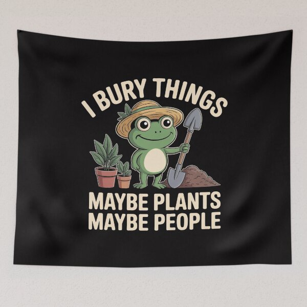 Item preview, I Bury Things Maybe Plants Maybe People Funny Frog Gardening Dark Humor T-Shirt designed and sold by SaltyBonesClub.