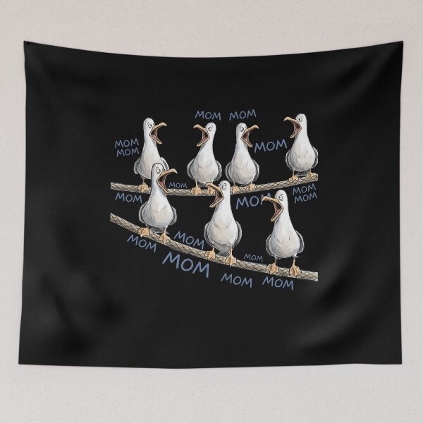 Item preview, Annoying Seagulls “MOM MOM MOM” Meme Funny Bird Sticker designed and sold by LiuTiuuu.
