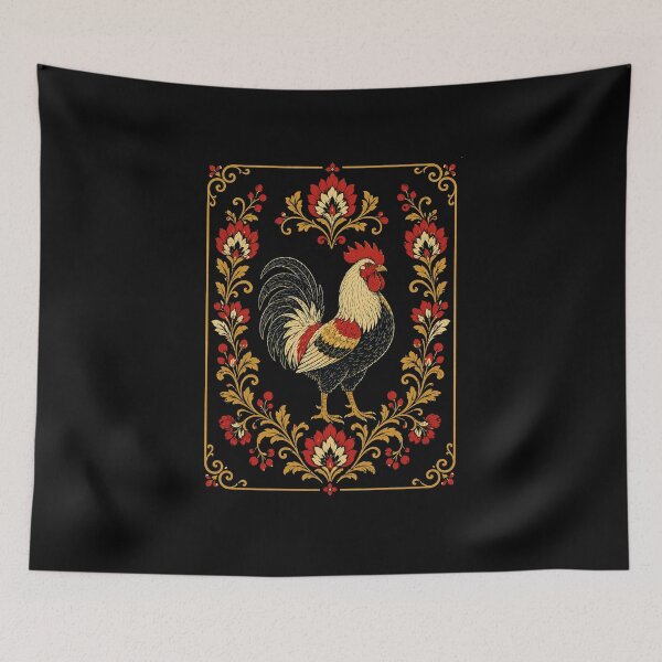 Item preview, Folk Rooster – Vintage Polish Folk Art Floral Design designed and sold by Galskap.