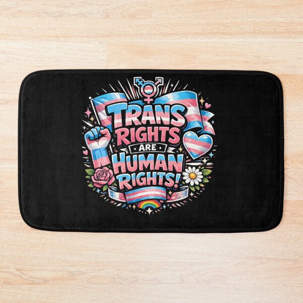 Item preview, Trans Rights Are Human Rights! Trans Pride Flag, Raised Fist, Rainbow & Flowers LGBTQ+ Equality Art designed and sold by Owcomm.