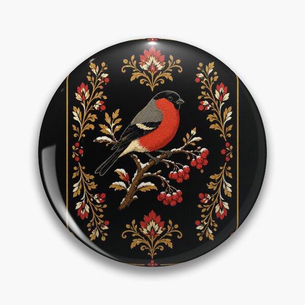 Item preview, Folk Bullfinch – Vintage Polish Folk Art Floral Design designed and sold by Galskap.