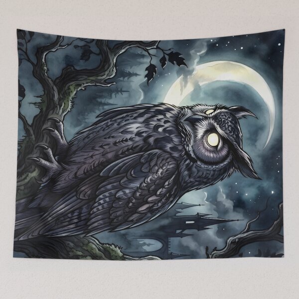Item preview, Great Horned Owl Bubo Virginianus Dark Gothic Moon designed and sold by RubisLeaf.