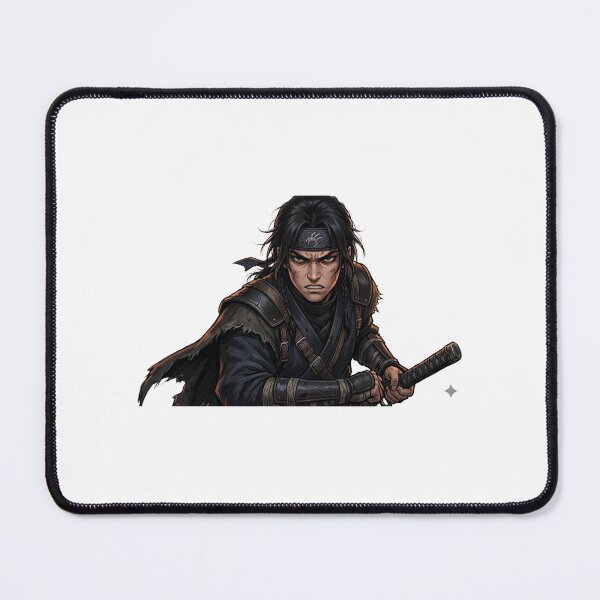 Item preview, Intense Ninja Warrior with Katana – Dark Fantasy Samurai Art designed and sold by Radhestore.