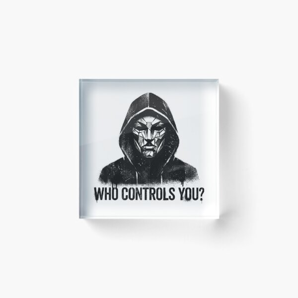 Item preview, Who Controls You? Geometric Hacker Mask Street Art Design – Dark Cyber Punk Minimal Graphic designed and sold by PLUSHIWORLDtm.