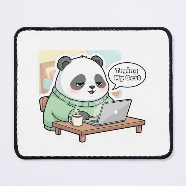 Item preview, "Trying My Best" Panda Working on Laptop Sticker designed and sold by  Artify Lab.