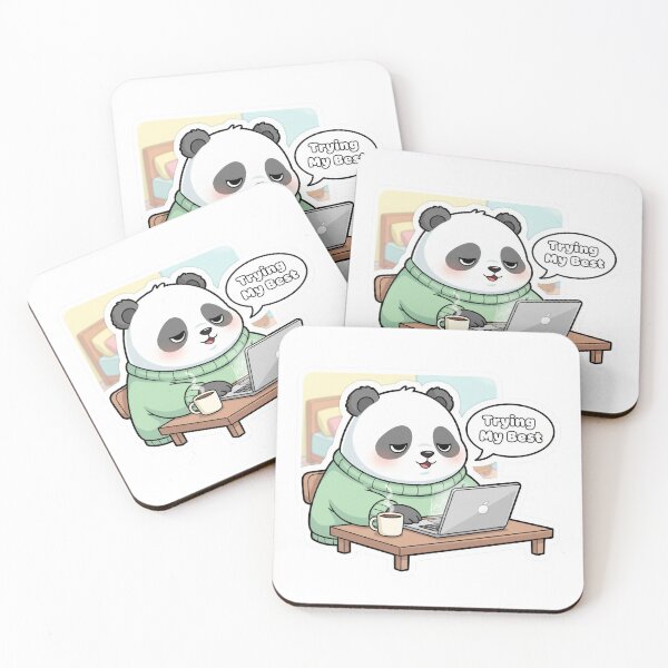 Item preview, "Trying My Best" Panda Working on Laptop Sticker designed and sold by  Artify Lab.