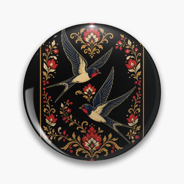 Item preview, Folk Swallows – Vintage Polish Folk Art Floral Design designed and sold by Galskap.