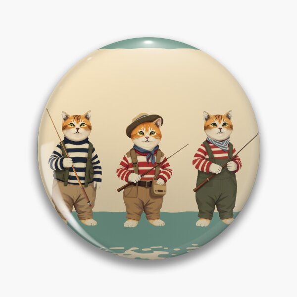 Item preview, Three Chubby Anthropomorphic Cat Fishermen | Fishing Lover designed and sold by UnhingedBird.