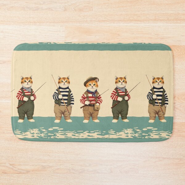 Item preview, Three Chubby Anthropomorphic Cat Fishermen | Fishing Lover designed and sold by UnhingedBird.