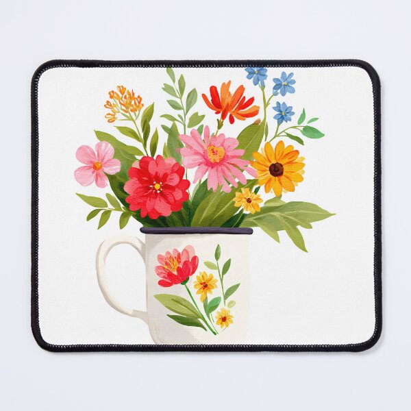 Item preview, Colorful Wildflowers in Decorative Mug Illustration designed and sold by DesignArtist.ia.