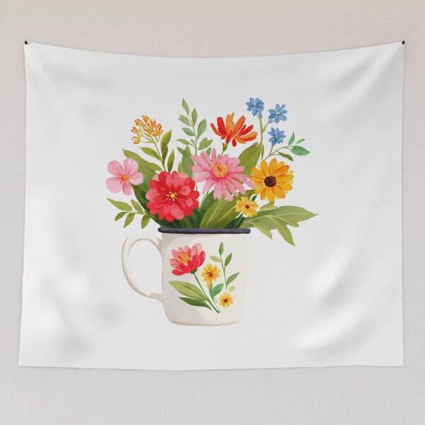 Item preview, Colorful Wildflowers in Decorative Mug Illustration designed and sold by DesignArtist.ia.