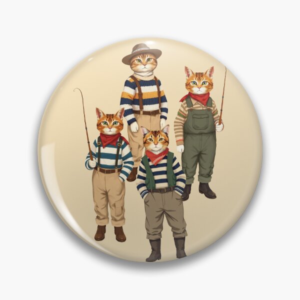 Item preview, Four Anthropomorphic Cat Fishermen | Gift for Fishing Lover designed and sold by UnhingedBird.
