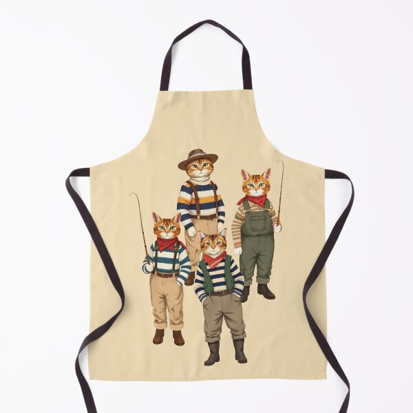 Item preview, Four Anthropomorphic Cat Fishermen | Gift for Fishing Lover designed and sold by UnhingedBird.