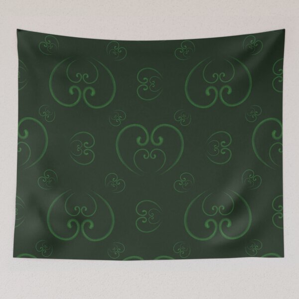 Item preview, Pattern with grass-colored snakes grouped in the shapes of hearts designed and sold by Cherevan.