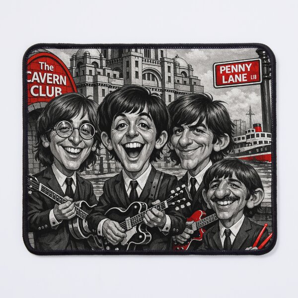 Item preview, The Beatles in Liverpool Selective Color Caricature designed and sold by LuluLeb.