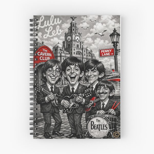 Item preview, The Beatles in Liverpool Selective Color Caricature designed and sold by LuluLeb.