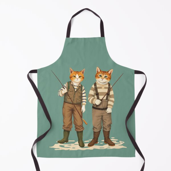 Item preview, Two Anthropomorphic Cat Fishermen | Gift for Fishing Lover designed and sold by UnhingedBird.