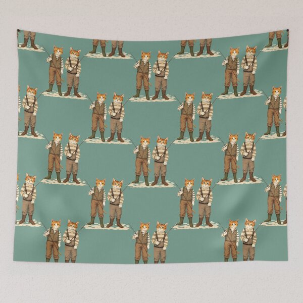 Item preview, Two Anthropomorphic Cat Fishermen | Gift for Fishing Lover designed and sold by UnhingedBird.