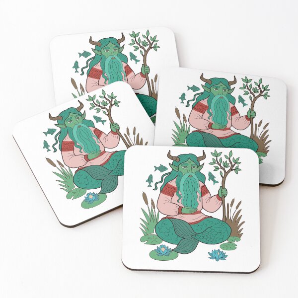Item preview, Mythical Water Spirit Folk Art Illustration Sea God Graphic  designed and sold by LeshanArt.