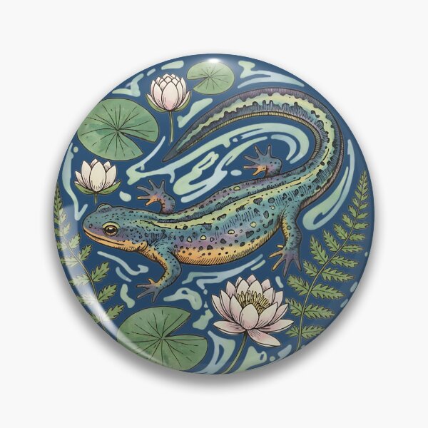Item preview, Alpine Newt with Water Lilies designed and sold by BirdsnStuff.