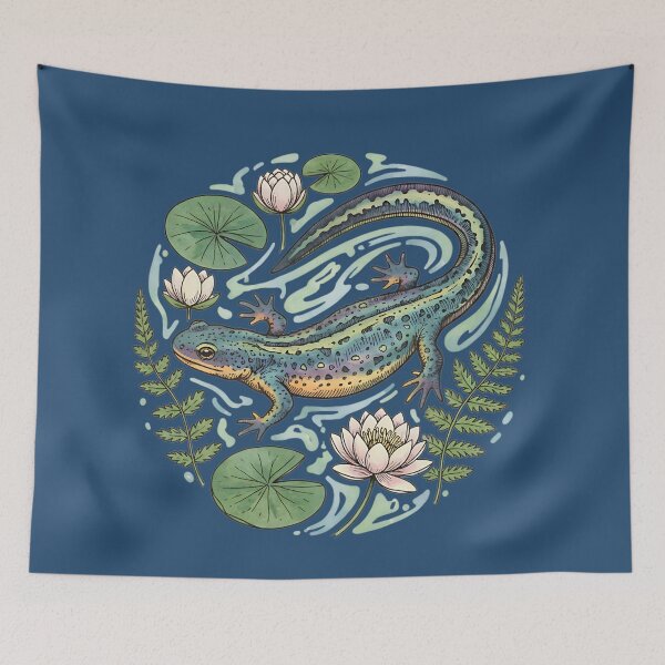 Item preview, Alpine Newt with Water Lilies designed and sold by BirdsnStuff.