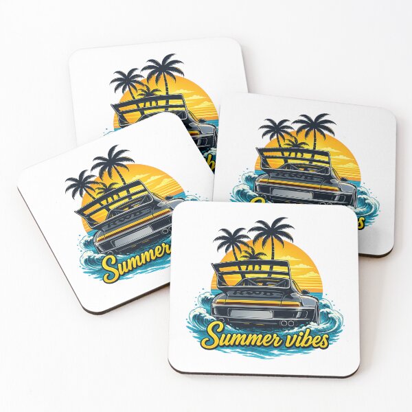 Item preview, Summer Vibes Retro Car Sunset – Tropical Beach Waves Aesthetic T-Shirt Design designed and sold by afr-saad.