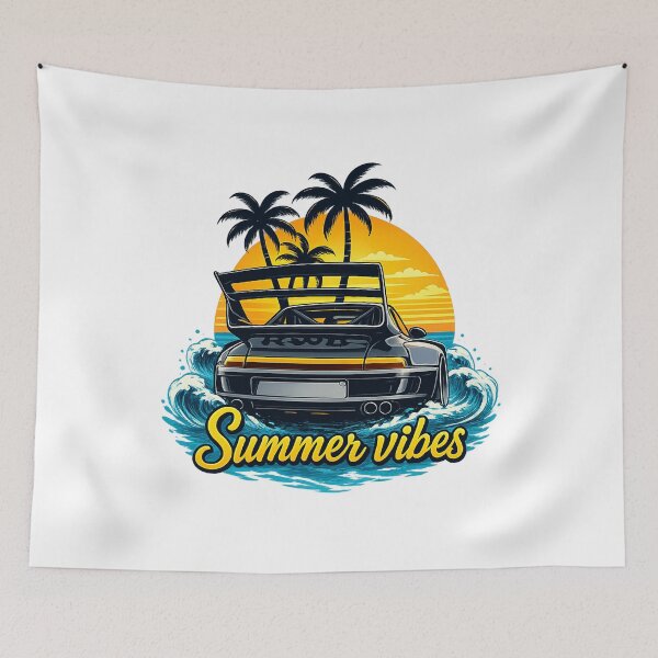 Item preview, Summer Vibes Retro Car Sunset – Tropical Beach Waves Aesthetic T-Shirt Design designed and sold by afr-saad.