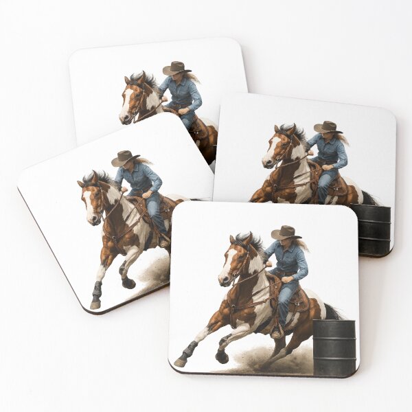 Item preview, Cowgirl Barrel Racing on Paint Horse – Western Rodeo Power designed and sold by  QuarterHorseArt by Just my Studio.