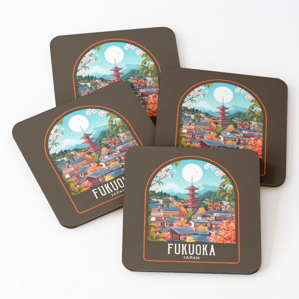 Item preview, Fukuoka Vintage Travel Illustration designed and sold by HomeLivingCo.