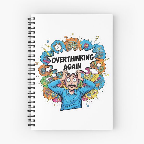 Item preview, "Overthinking Again" Man with Chaotic Thoughts Sticker designed and sold by  Artify Lab.