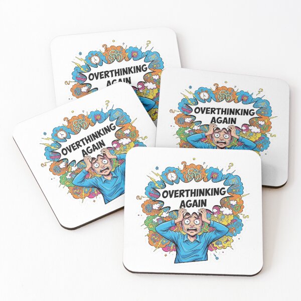 Item preview, "Overthinking Again" Man with Chaotic Thoughts Sticker designed and sold by  Artify Lab.