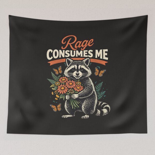 Item preview, Rage Consumes Me Funny Raccoon Shirt | Cute But Angry Trash Panda Meme Tee | Dark Humor Animal Graphic designed and sold by LunarPixel art.