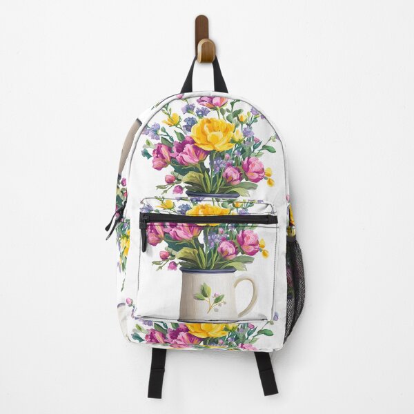 Item preview, Impasto Wildflower Pitcher - Vibrant Pink and Yellow Oil Paint Floral Art designed and sold by DesignArtist.ia.