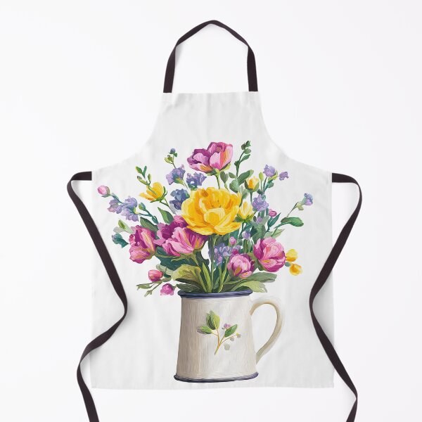 Item preview, Impasto Wildflower Pitcher - Vibrant Pink and Yellow Oil Paint Floral Art designed and sold by DesignArtist.ia.