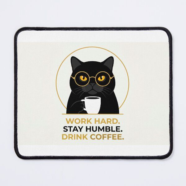 Item preview, Stoic Black Cat T-Shirt, Hustle Culture Gift, Corporate Coffee Lover Apparel, Gold Rim Glasses Cat, Work Hard Stay Humble, Funny Office Meme Tee, Minimalist Cat Lover Gift designed and sold by KisstyCats Studio.