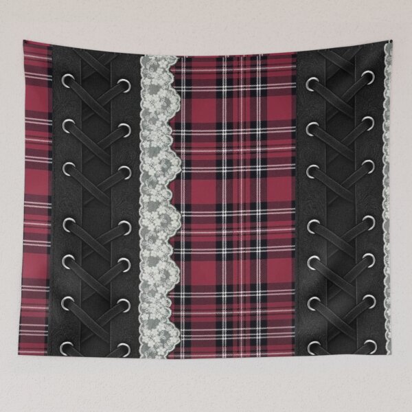 Item preview, Gothic Plaid Corset Lace Aesthetic Pattern designed and sold by destelloacido.