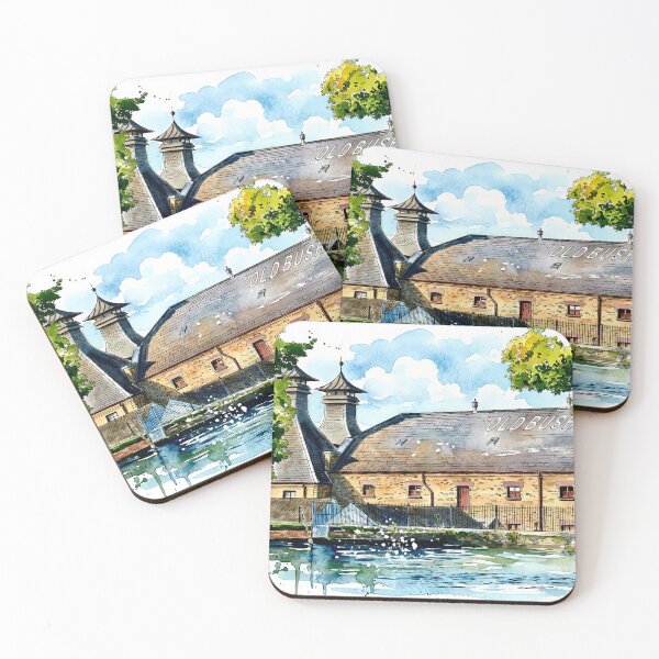 Item preview, Watercolour illustration of Old Bushmills Distillery, Antrim, Northern Ireland. designed and sold by davidelder.
