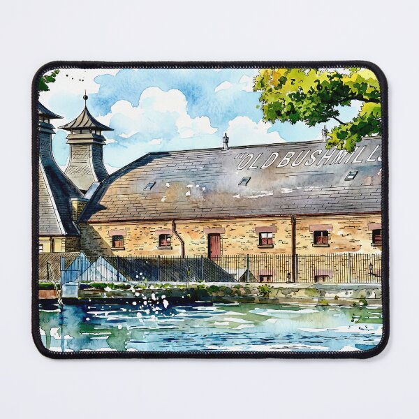 Item preview, Watercolour illustration of Old Bushmills Distillery, Antrim, Northern Ireland. designed and sold by davidelder.